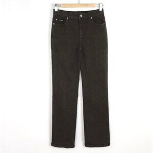 Simon Chang Women's Khaki Brown Denim Jeans Straight Leg Stretch Size 2